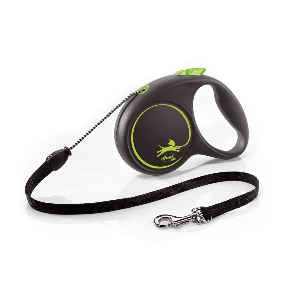 Рулетка для собак Flexi Black Design M тросовая 5м зеленая фото