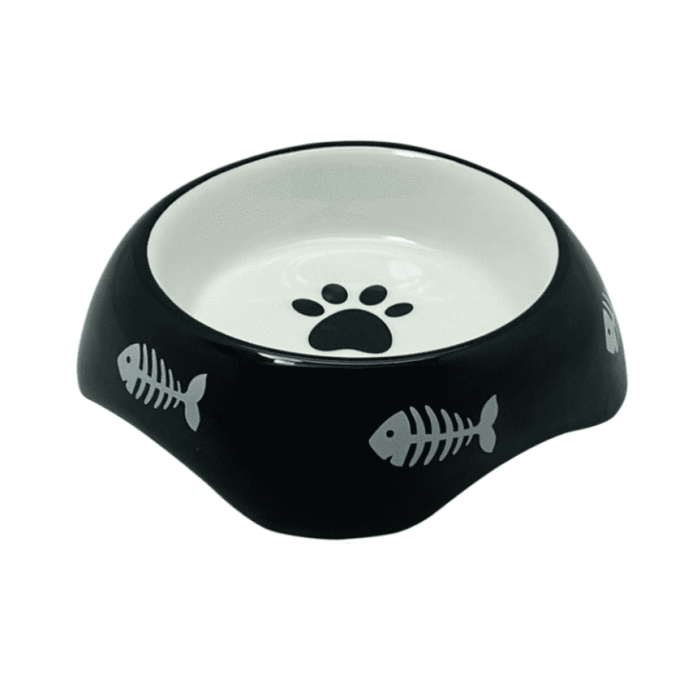 цена Миска для животных Foxie Black paw черная керамическая 13х13х4см 150мл