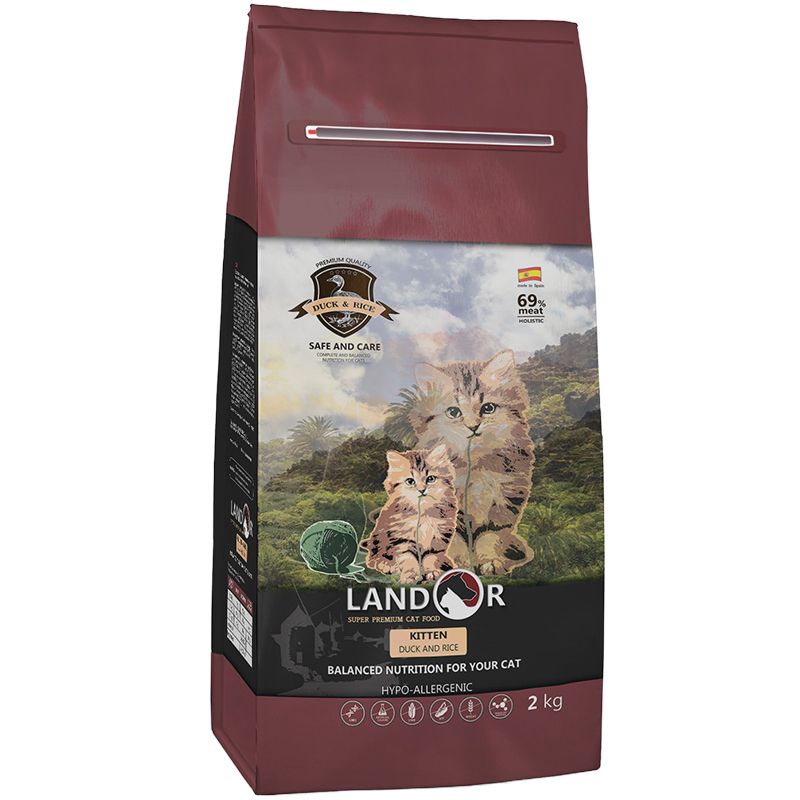 

Корм для котят LANDOR, утка с рисом сух. 2кг