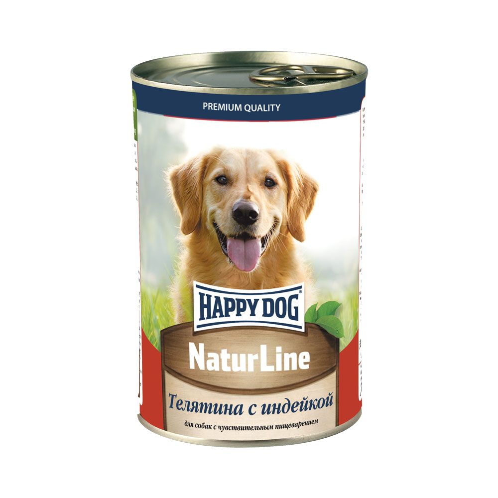 Корм для собак HAPPY DOG Телятина с индейкой нежный паштет банка 410г фото