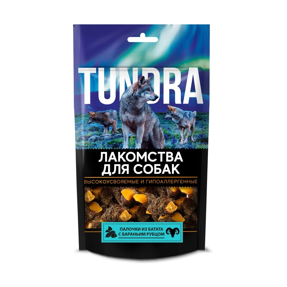 Лакомство для собак TUNDRA Палочки из батата с бараньим рубцом 373₽