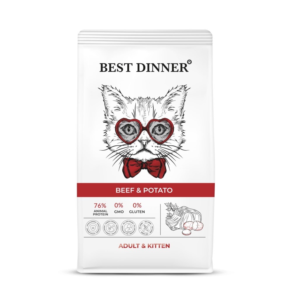 Корм для котят и кошек Best Dinner Говядина с картофелем сух. 1,5кг фото