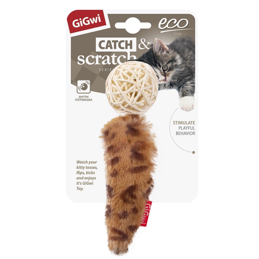 Игрушка для кошек GIGWI Плетеный мячик с кошачьей мятой 13см серия Catch Scratch Eco 448₽