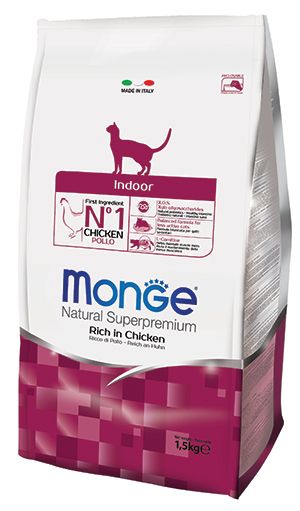 

Корм для кошек Monge Cat Indoor для домашних кошек сух. 1,5кг, Cat Indoor для домашних кошек сух. 1,5кг