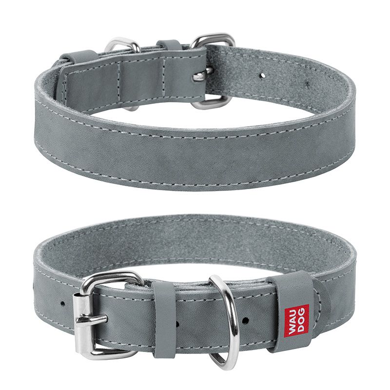 

Ошейник для собак COLLAR, Waudog Classic кожа, металлическая пряжка (шир. 20мм, дл. 30-39см) серый