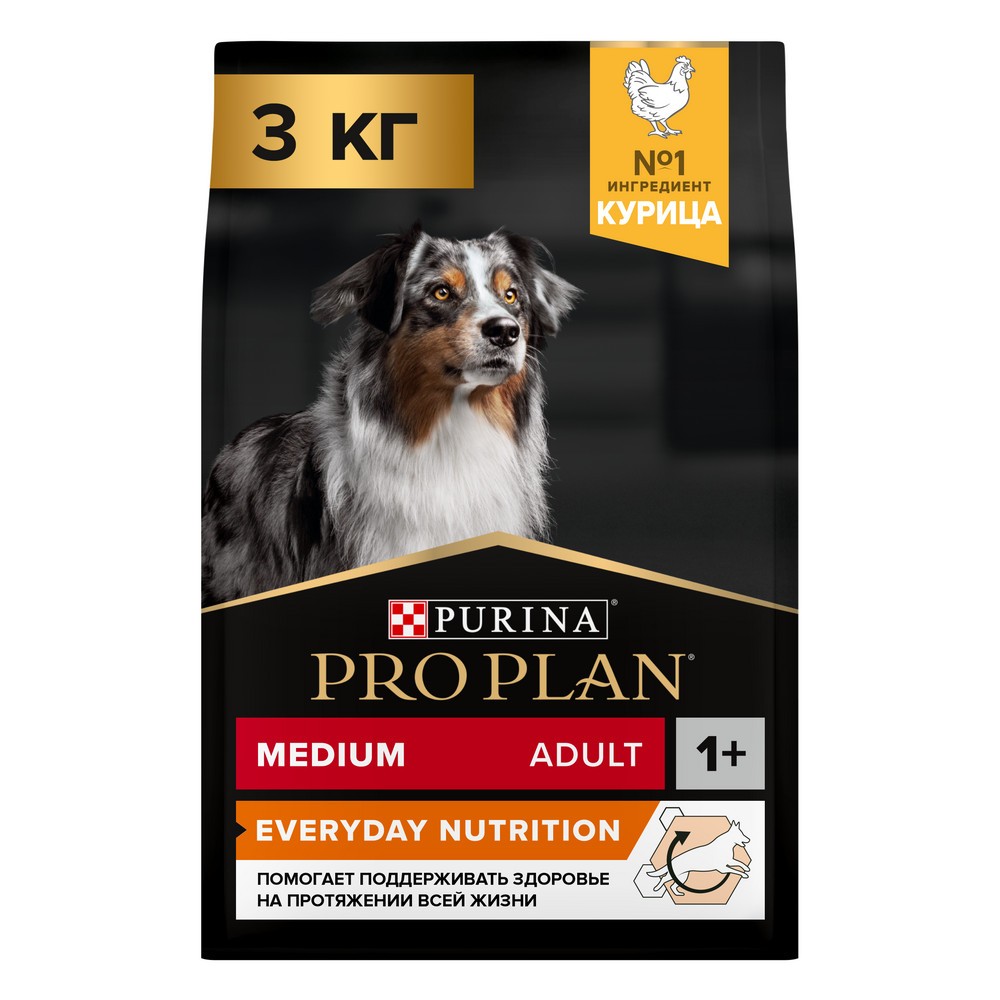 Корм для собак Pro Plan Opti balance для средних пород, с курицей сух. 3кг корм для собак pro plan opti digest для средних пород с чувствит пищеварением с ягненком сух 3кг