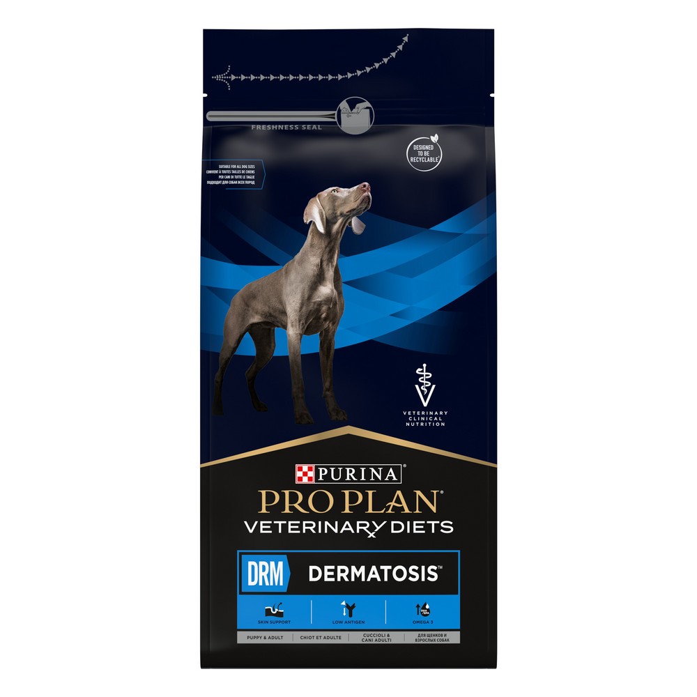 пищевая добавка для собак pro plan veterinary diets fortiflora 30г Корм для собак Pro Plan Veterinary Diets DRM при дерматозах и выпадении шерсти сух. 1,5кг
