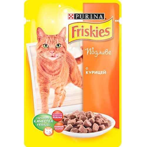 

Корм для кошек Friskies кусочки в подливе курица конс. 100г, кусочки в подливе курица конс. 100г