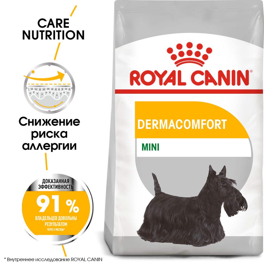 цена Корм для собак ROYAL CANIN Mini Dermacomfort для мелких пород при раздражениях кожи сух. 3кг