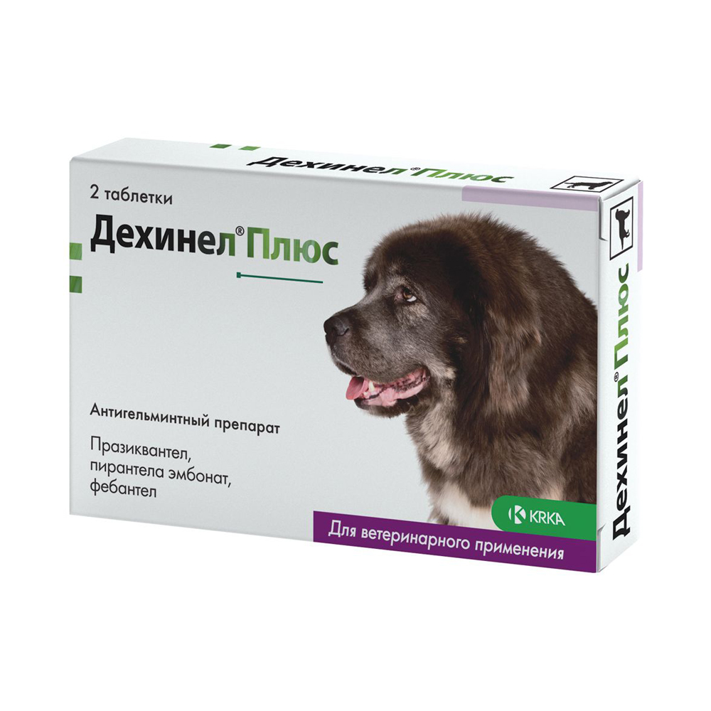 Антигельминтик для собак KRKA Дехинел Плюс XL, 1 таб. на 35кг, 2 таб. гастрацид таб 12