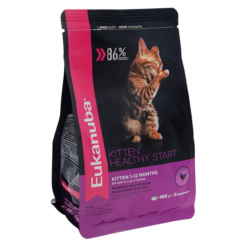 все цены на Корм для котят Eukanuba домашняя птица сух. 400г онлайн