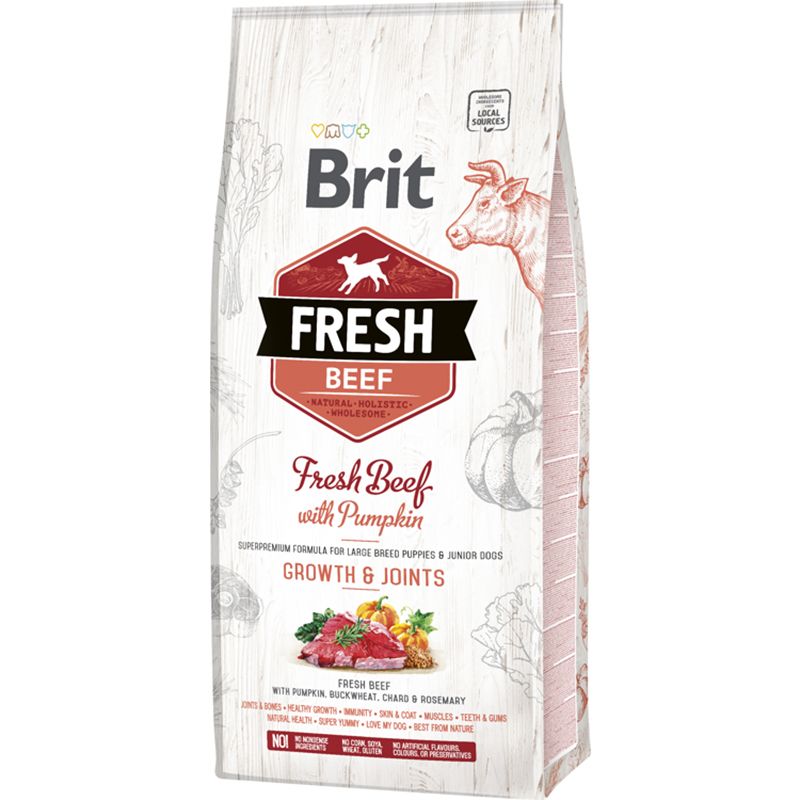 

Корм для щенков Brit, Fresh Говядина с тыквой для крупных пород сух. 12кг
