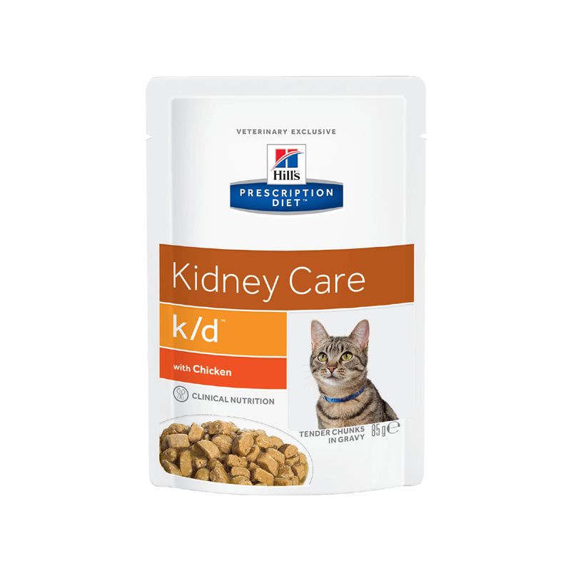 Корм для кошек Hill's Prescription Diet Feline K/D при заболевании почек, курица пауч цена и фото