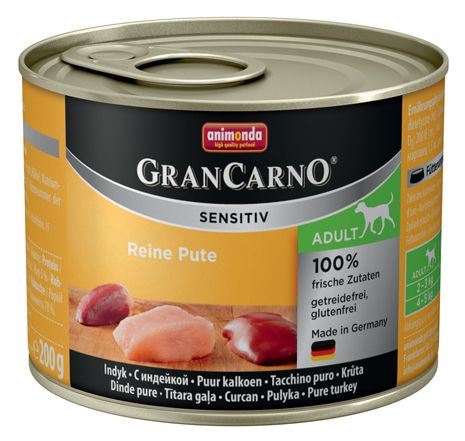 

Корм для собак Animonda Gran Carno Sensitiv c индейкой конс. 200г, Gran Carno Sensitiv c индейкой конс. 200г