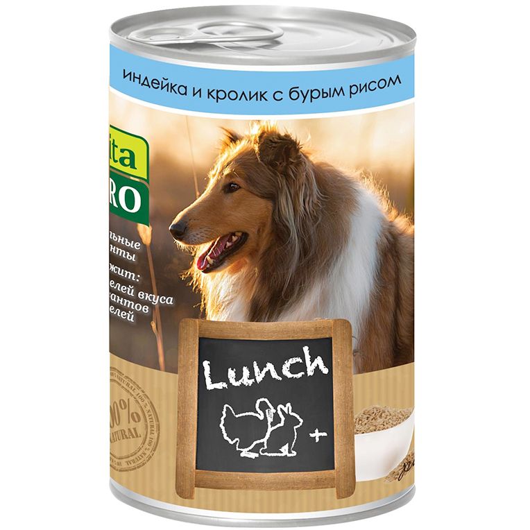 

Корм для собак VitaPRO Lunch индейка, кролик, рис конс. 400г, Lunch индейка, кролик, рис конс. 400г