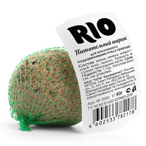 

Лакомство для птиц RIO, Питательный шарик (для подкармливания и привлечения птиц) 90г