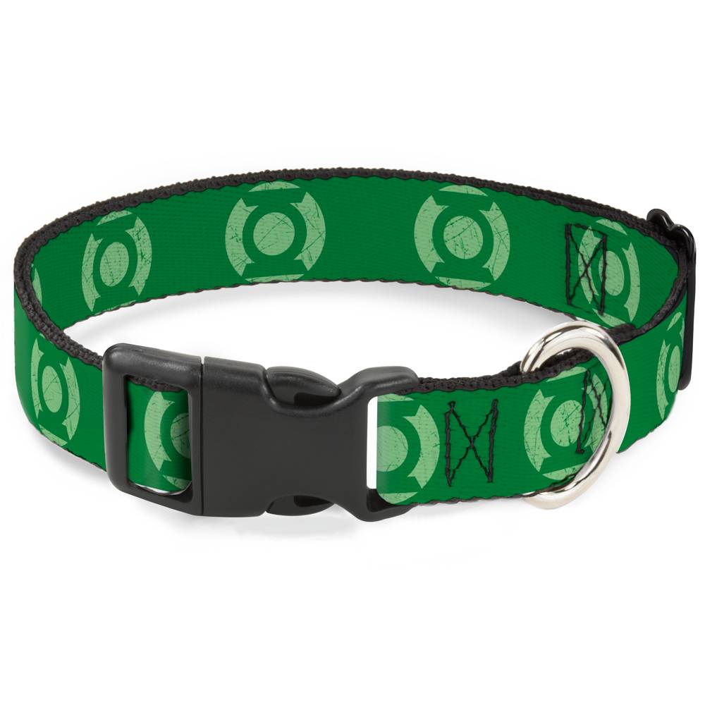 Ошейник для собак Buckle-Down Зеленый фонарь Лого с пластиковой застёжкой 28-43см зеленый