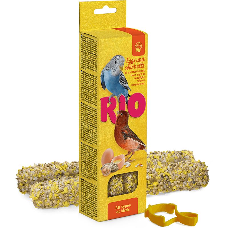 лакомство для птиц rio полезные семена 240г Лакомство для птиц RIO Палочки для всех видов птиц с яйцом и ракушечником 2х40г