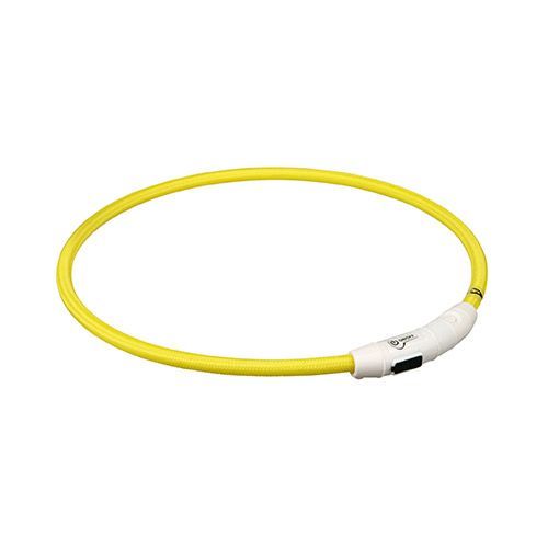 цена Ошейник светящийся для собак TRIXIE Мигающее кольцо USB L–XL: 65см 7мм нейлон желтый USB