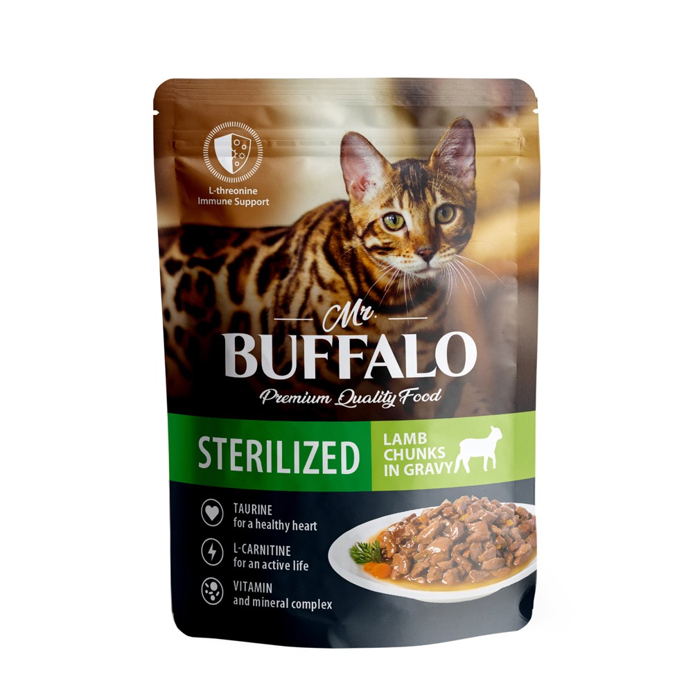 Корм для кошек Mr.Buffalo Sterilized ягненок в соусе пауч 85г корм для кошек kitekat ягненок в соусе пауч 85г