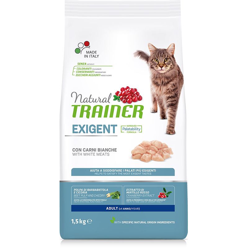 

Корм для кошек TRAINER Natural Exigent Cat для привередливых, свежее белое мясо сух. 1,5кг, Natural Exigent Cat для привередливых, свежее белое мясо сух. 1,5кг