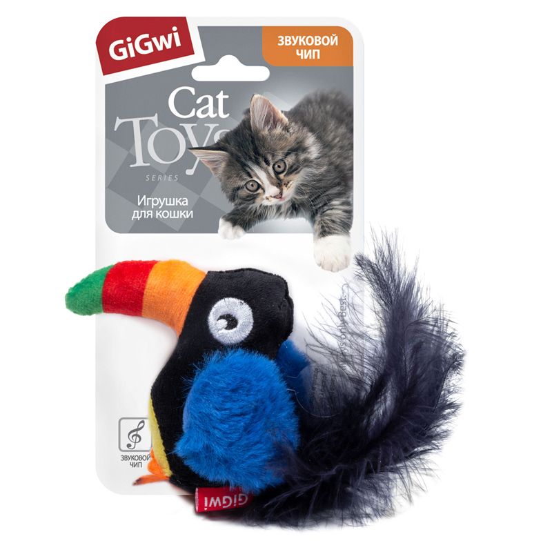 Игрушка для кошек GIGWI Тукан со звуковым чипом 10см, серия Melody Chaser