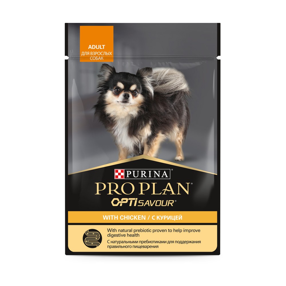 Корм для собак Pro Plan Opti savour для мелких и карликовых пород, с курицей в соусе пауч 85г цена и фото