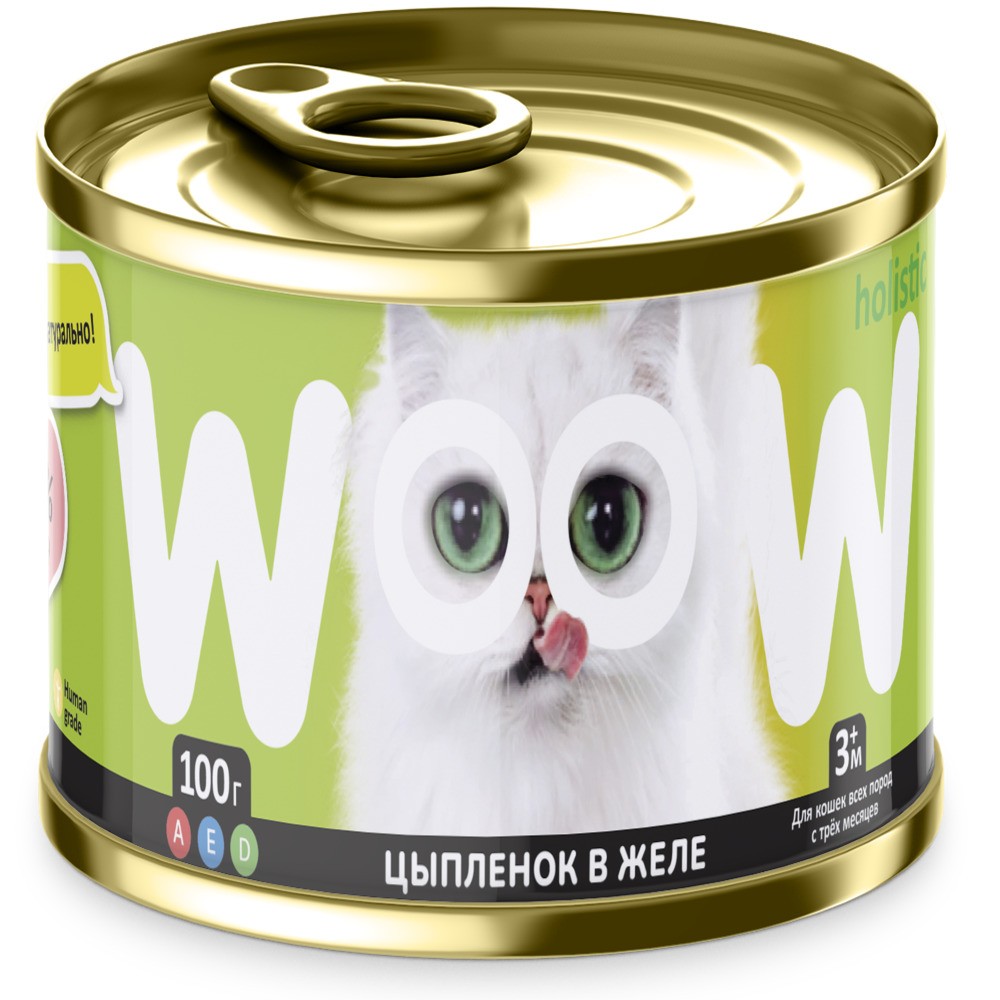 цена Корм для кошек WOOW цыпленок в желе банка 100г