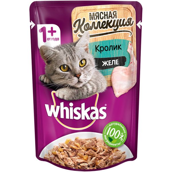 

Корм для кошек Whiskas, Meaty кролик пауч 85г