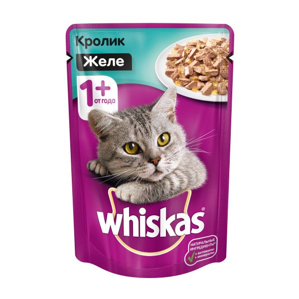 

Корм для кошек Whiskas желе кролик с овощами конс. 85г, желе кролик с овощами конс. 85г