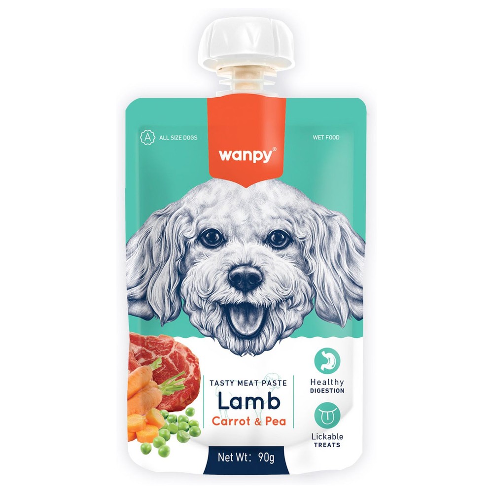 Лакомство для собак WANPY Dog Мясной мусс из ягненка и моркови с горохом 90г