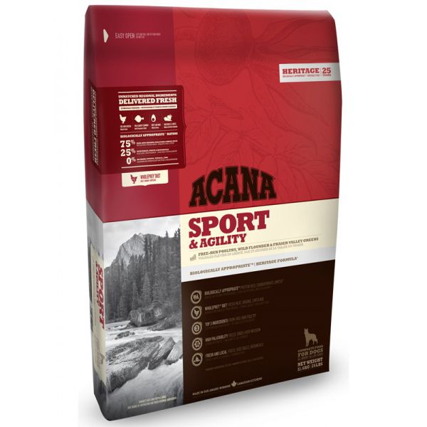 Корм для собак ACANA Sport&Agiliti Dog Heritage для активных собак цыпленок (75/25) сух. 11,4кг acana heritage sport