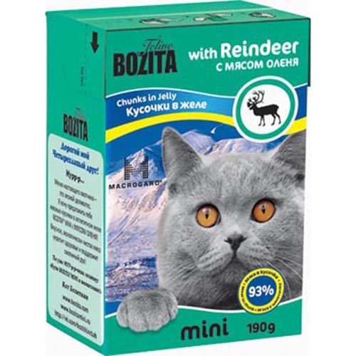 

Корм для кошек BOZITA Mini кусочки в желе с мясом оленя конс.190г, Mini кусочки в желе с мясом оленя конс.190г