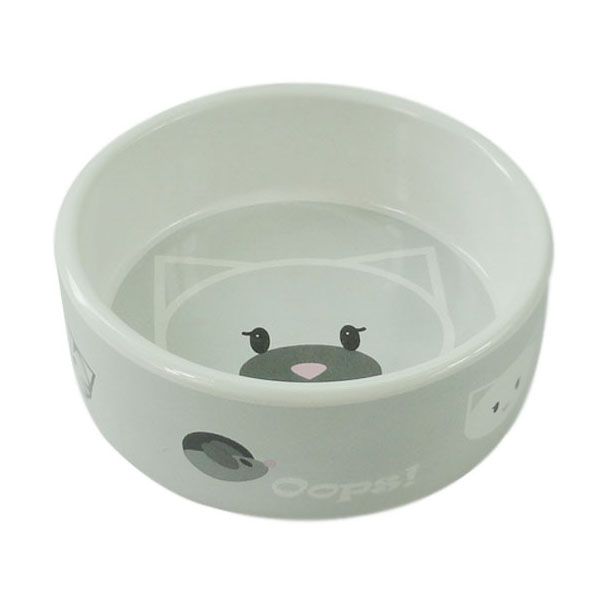 

Миска для животных Foxie, Кошачья мордочка серая керамическая 12,5х4,5см 290мл