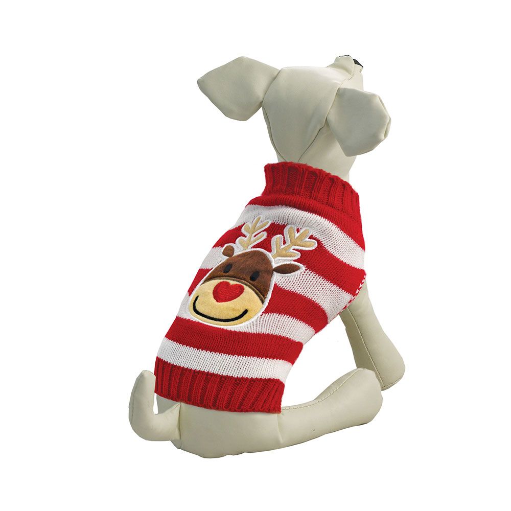 Свитер для собак TRIOL Оленёнок S, красно-белый, размер 25см свитер toptop размер s белый