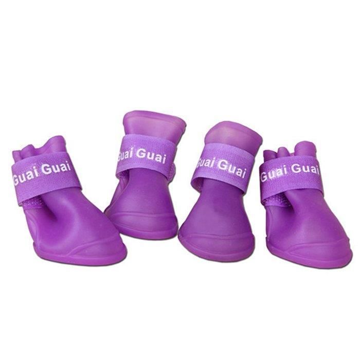 Ботинки для собак ГРЫЗЛИК АМ силиконовые фиолетовые размер M 5х 4см
