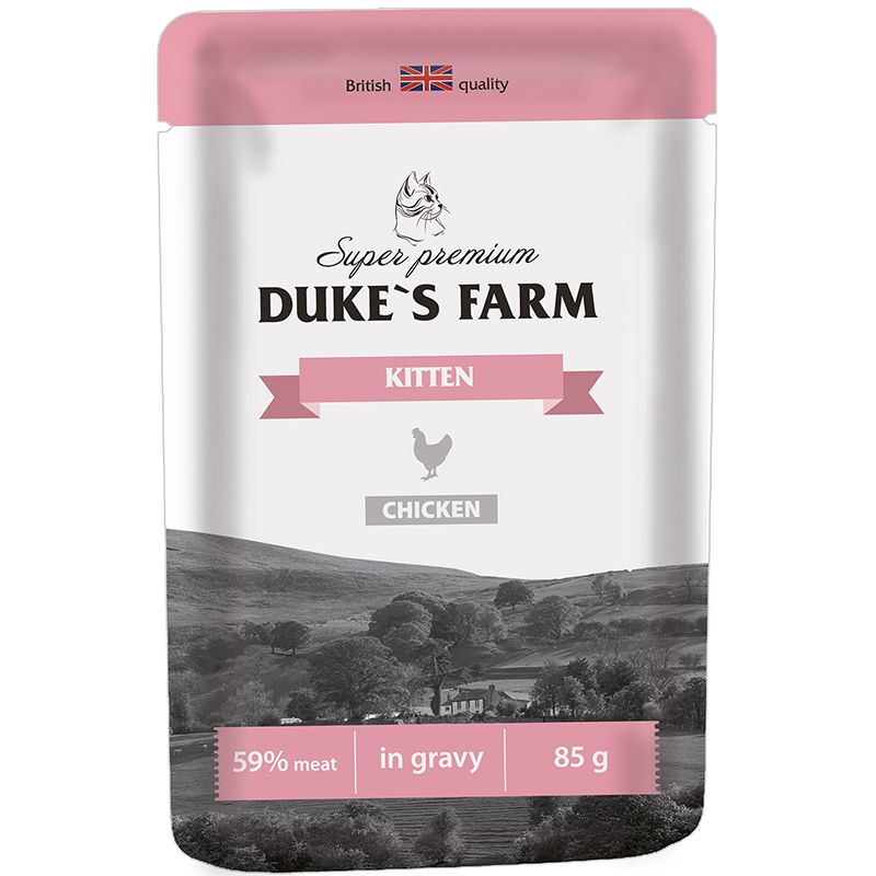 

Корм для котят DUKE'S FARM, курица конс. пауч 85г