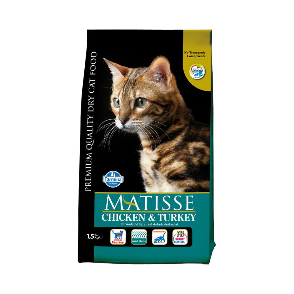 Корм для кошек Farmina Matisse курица, индейка сух. 1,5кг корм для кошек meglium adult курица индейка 3 кг