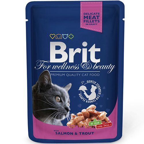 

Корм для кошек Brit Premium Cat Лосось и форель конс. пауч, Premium Cat Лосось и форель конс. пауч