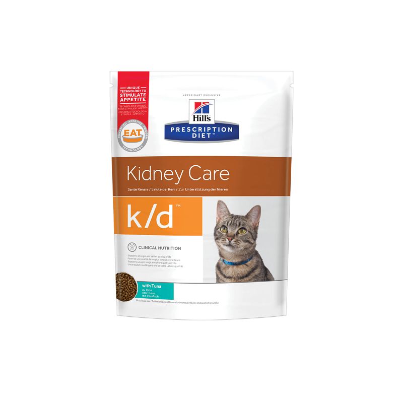 Корм для кошек Hill's Prescription Diet Feline K/D при заболевании почек, тунец сух. 400г цена и фото