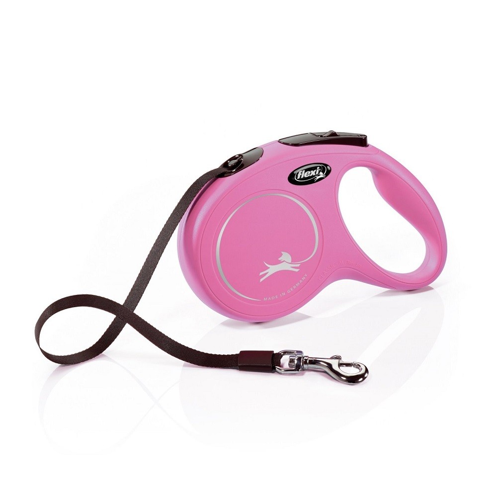 Рулетка для собак Flexi New Classic M ременная 5м розовая фото