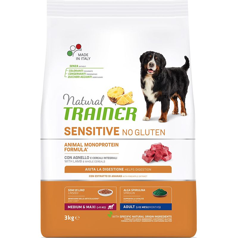 

Корм для собак TRAINER Nat.Sensitive без глютена для средних и крупных пород, ягненок сух. 3кг, Nat.Sensitive без глютена для средних и крупных пород, ягненок сух. 3кг