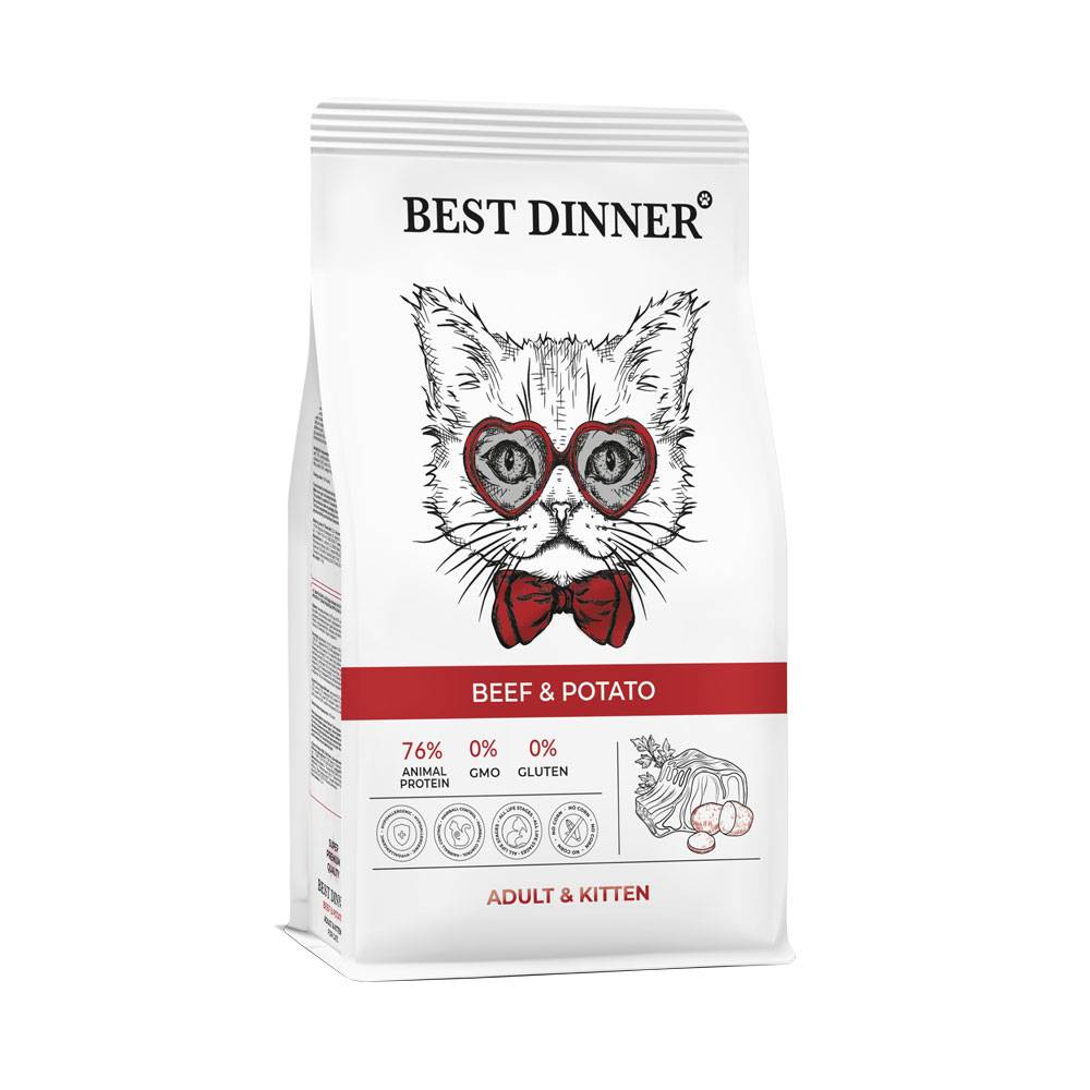 Корм для котят и кошек Best Dinner Говядина с картофелем сух. 400г фото