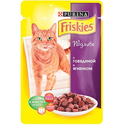 

Корм для кошек Friskies кусочки в подливе говядина, ягненок конс. 100г, кусочки в подливе говядина, ягненок конс. 100г