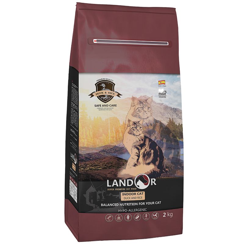 

Корм для кошек LANDOR, для живущих в помещении, утка с рисом сух. 2кг