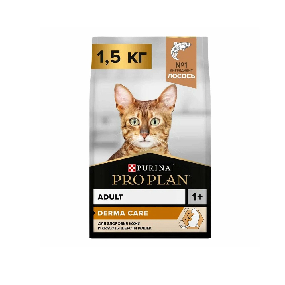 Корм для кошек Pro Plan Elegant для здоровья шерсти и кожи, лосось сух. 1,5кг