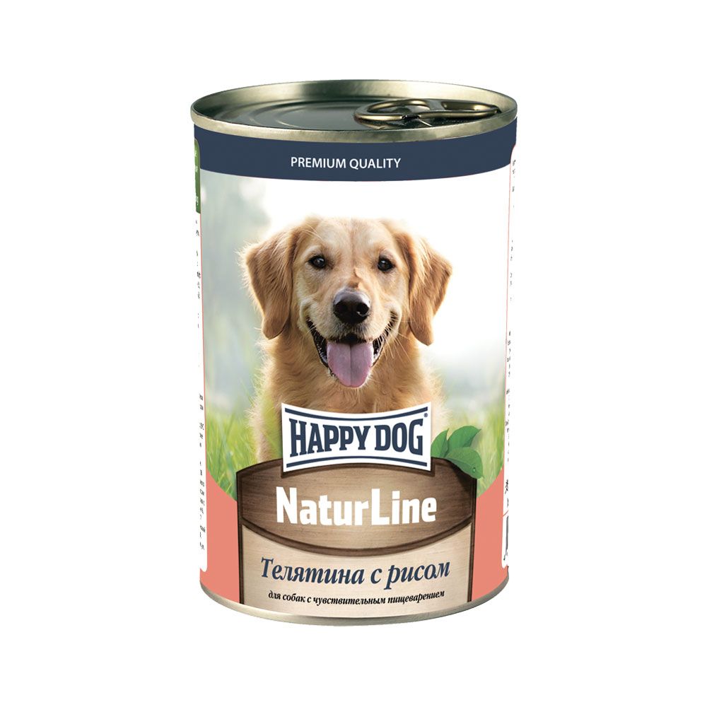 Корм для собак HAPPY DOG Телятина с рисом нежный паштет банка 410г фото
