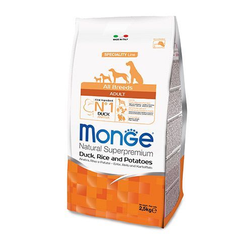 

Корм для собак Monge Dog Speciality утка с рисом и картофелем сух. 2,5кг, Dog Speciality утка с рисом и картофелем сух. 2,5кг