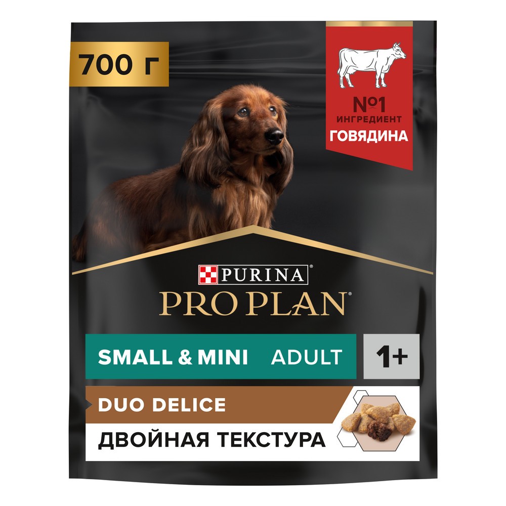 Корм для собак Pro Plan Duo delice для мелких и карликовых пород, с говядиной сух. 700г цена и фото