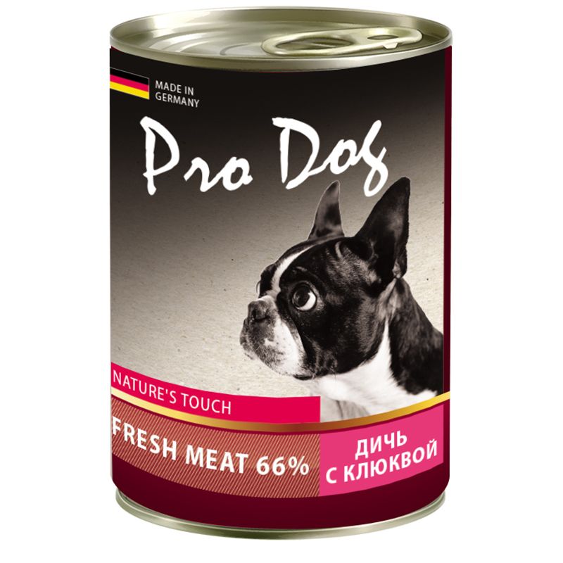 

Корм для собак PRO DOG дичь, клюква конс. 400г, дичь, клюква конс. 400г